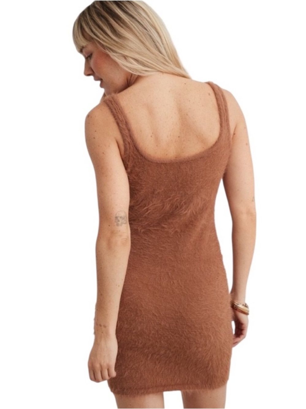 Aerie. Fuzzy Tank Dress in Brown